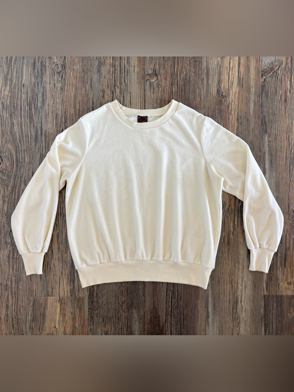 Vtg Allura L/S Crewneck Velour Shirt Womens XL Butter Yellow Made In USA Retro